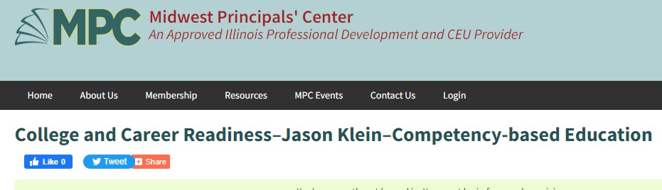Midwest Principals' Center Competency-Based Education Event Website Header