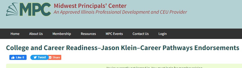 Midwest Principals' Center - Career Pathway Endorsement Event Website Header