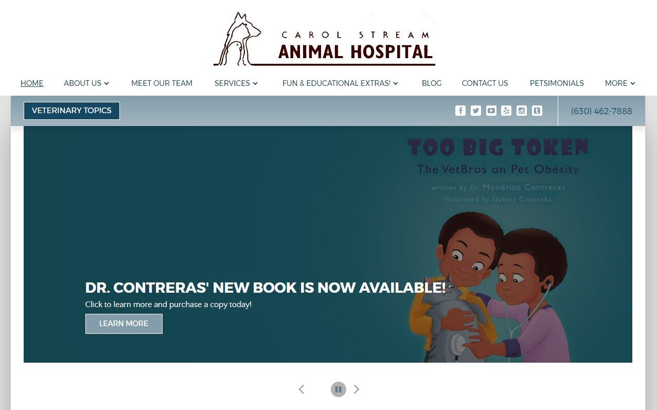 Carol Stream Animal Hospital Website Header